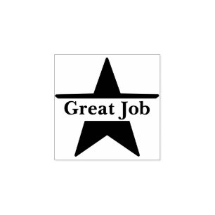 Cute Star Great Job Teacher Grading Wooden Rubber Stamp