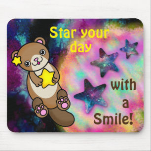 Cute Star Otter with Positive Smile for Motivation Mouse Pad