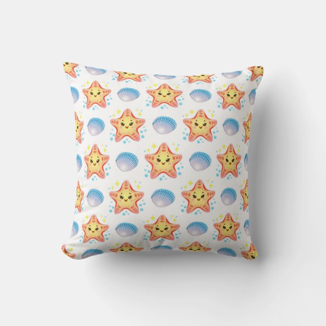 Cute Starfish and Seashells Cushion (Front)