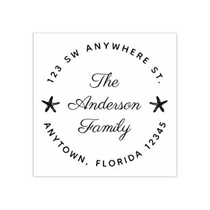 Cute Starfish Return Address Personalised Rubber Stamp