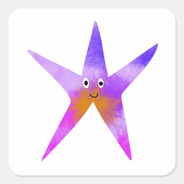 Cute Starfish Square Sticker (Front)