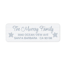 Cute Starfish Stripes Dusty Blue Return Address