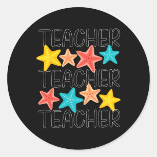 Cute Starfish Teacher Ocean Animal Summer Vacation Classic Round Sticker