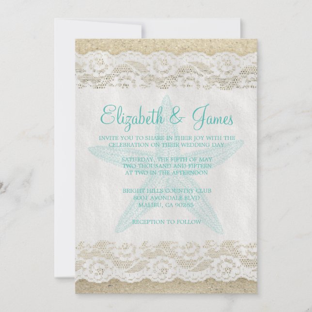 Cute Starfish Wedding Invitations (Front)