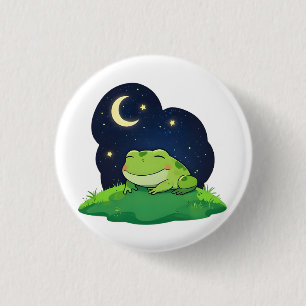 Cute Stargazing Frog Kawaii Night Sky Design 3 Cm Round Badge