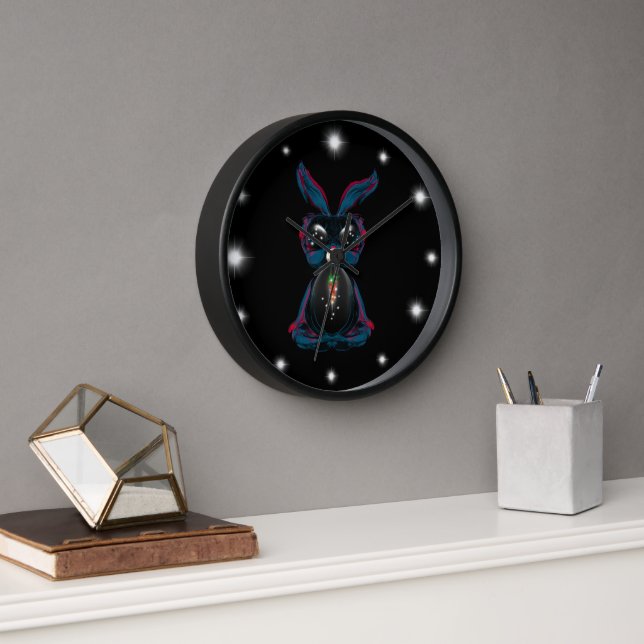 Cute Starlight Eyes Bunny in Meditation Yoga Pose Clock (Office)