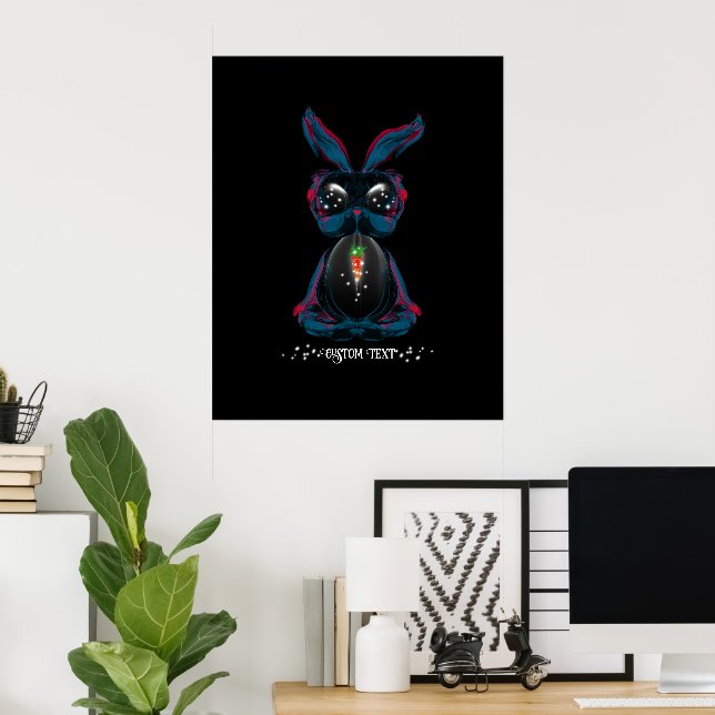 Cute Starlight Eyes Bunny in Yoga Pose Meditation Poster (Home Office)