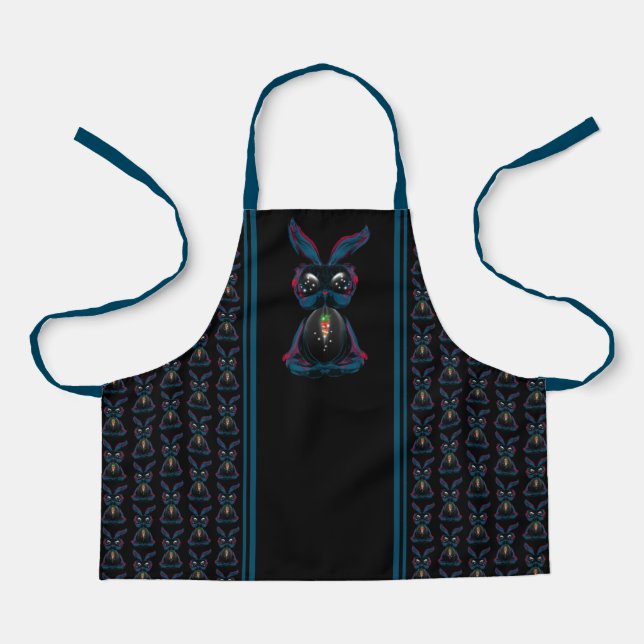 Cute Starlight Eyes Rabbit in Yoga Pose Meditation Apron (Front)