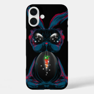 Cute Starlight Eyes Rabbit in Yoga Pose Meditation iPhone 16 Plus Case