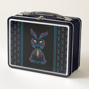 Cute Starlight Eyes Rabbit in Yoga Pose Meditation Metal Lunch Box