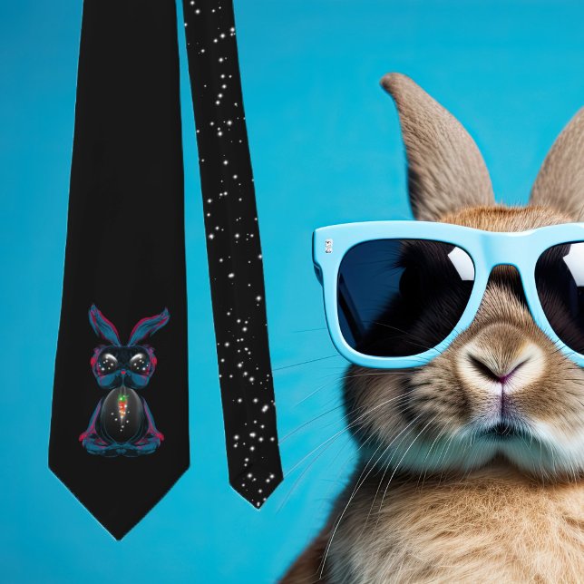 Cute Starlight Eyes Rabbit in Yoga Pose Meditation Tie (Creator Uploaded)