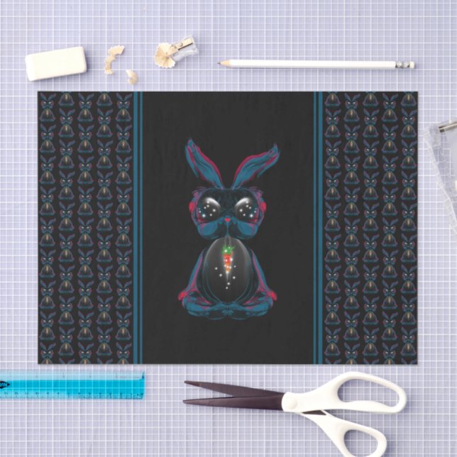 Cute Starlight Eyes Rabbit in Yoga Pose Meditation Tissue Paper (Craft)