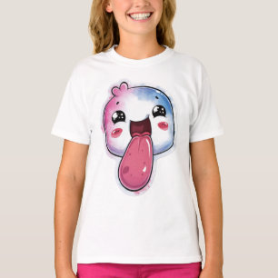 Cute Starry Character Graphic Light Blue Tee
