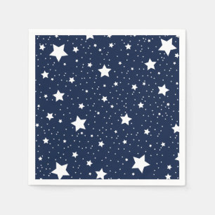 Cute Starry Cosmos Pattern in Navy Blue and White Napkin