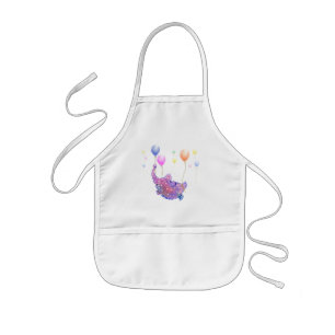 Cute Starry Elephant Flying with Colourful Balloon Kids Apron