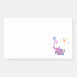 Cute Starry Elephant Flying with Colourful Balloon Post-it Notes