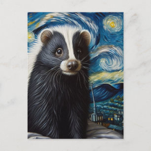 Cute Starry Night Skunk Van Gogh Postcard