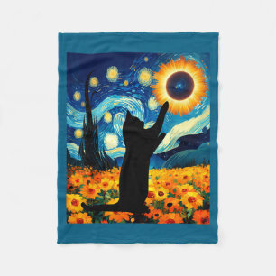 Cute Starry Night Total Solar Eclipse Fleece Blanket