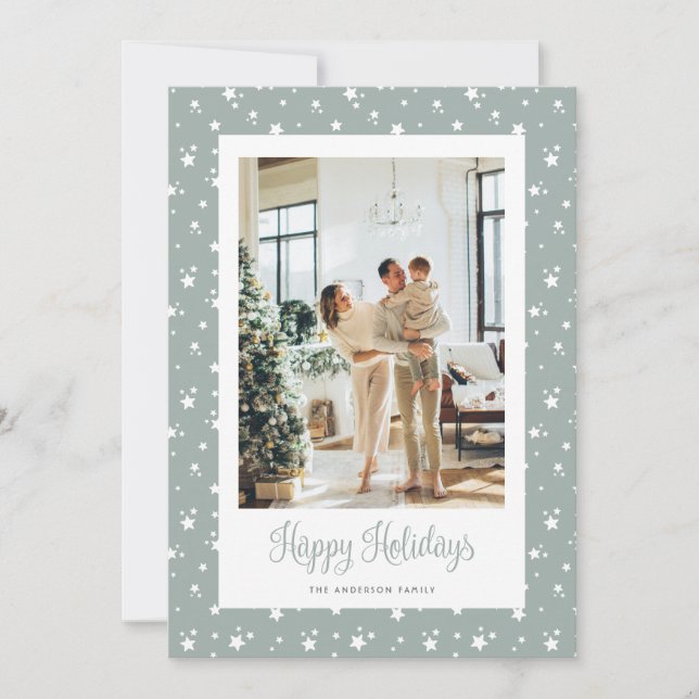 Cute Starry Photo Happy Holidays Card (Front)