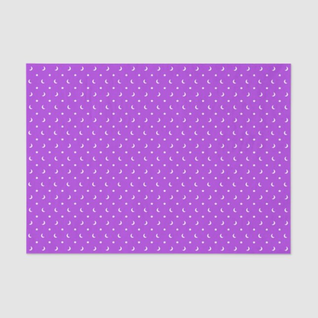 Cute Stars and Moons on Purple Pattern Tissue Paper (Front)