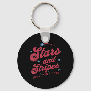 Cute Stars And Stripes And Human Rights Feminist 4 Key Ring