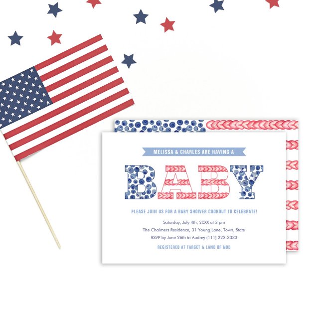Cute Stars and Stripes Couples Baby Shower Party Invitation (Creator Uploaded)