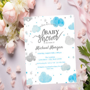 Cute Stars & Clouds Baby Shower Invitation