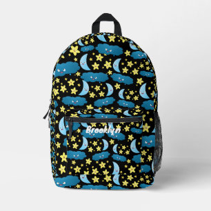 Cute stars moon and clouds with happy faces printed backpack
