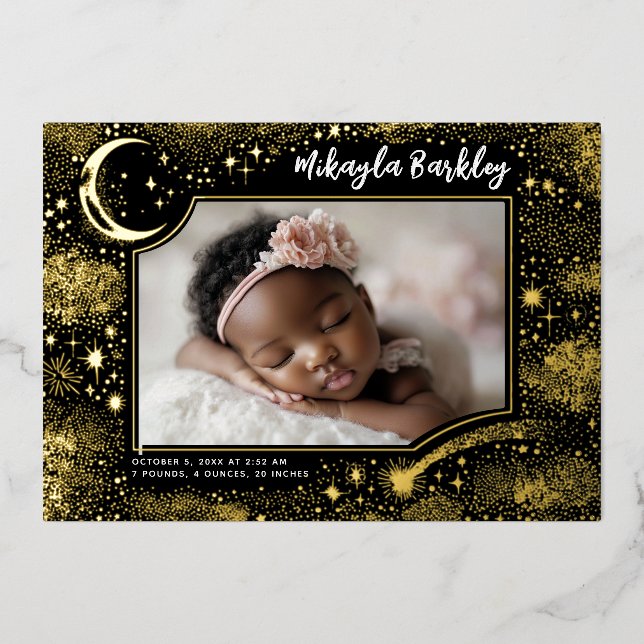 Cute Stars Moon Celestial Newborn Photo Birth (Front)