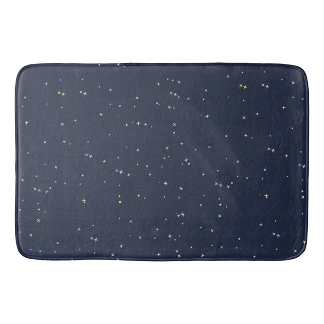 Cute Stars On A Sparkling Night Sky Bath Mat (Front)