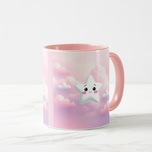 Cute Stars Pink Clouds Combo Mug (Front Right)