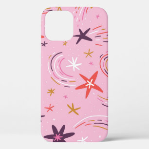 Cute Stars Rainbows Pink Pattern iPhone 12 Case