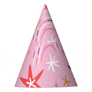 Cute Stars Rainbows Pink Pattern Party Hat