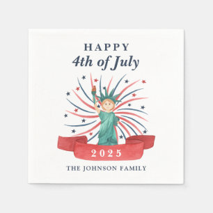 Cute Statue Of Liberty Happy 4th Of July Napkin