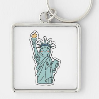 Cute Statue of Liberty Illustration Key Ring
