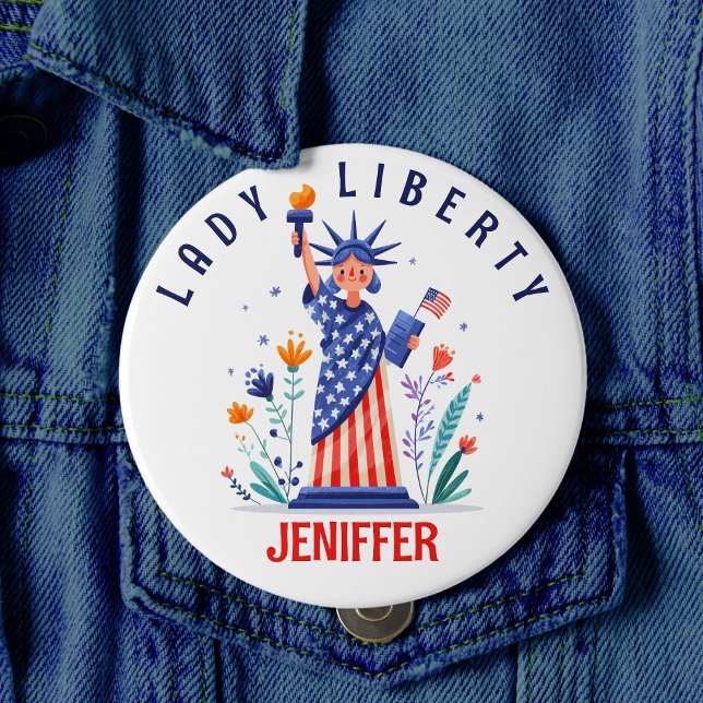 Cute Statue of Liberty NYC 7.5 Cm Round Badge (Cute Statue of Liberty NYC Button)