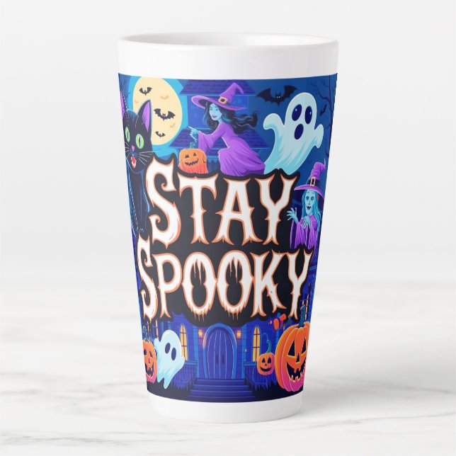 Cute stay spooky halloween latte mug (Front)
