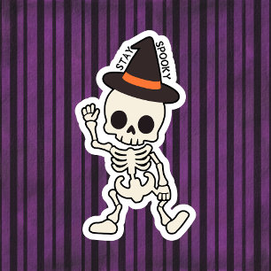 Cute Stay Spooky Halloween Skeleton w/ Hat