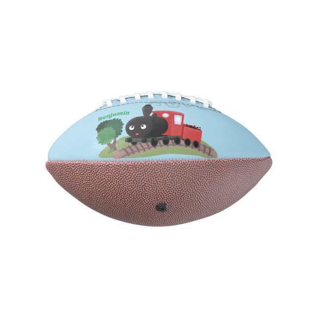 Cute steam train locomotive cartoon illustration football (Rotated 270)