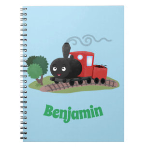 Cute steam train locomotive cartoon illustration notebook