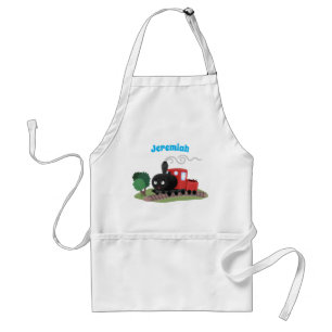 Cute steam train locomotive cartoon illustration standard apron
