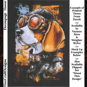 Cute Steampunk Beagle Dog Aviator EZ1L Decoupage Tissue Paper