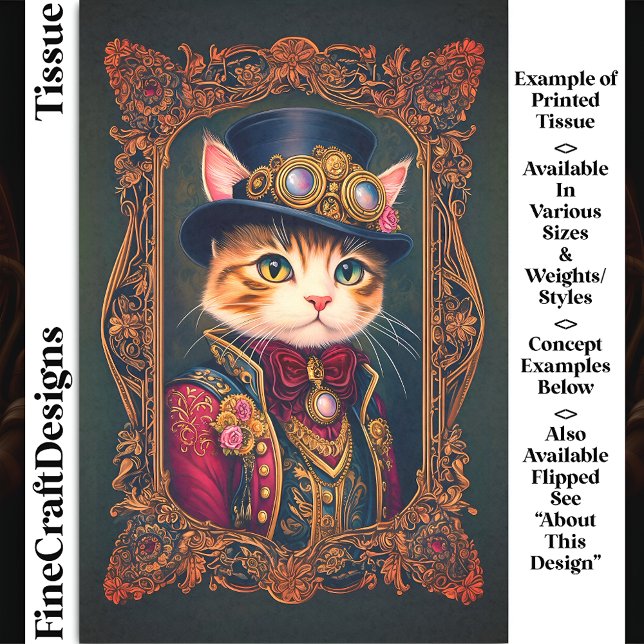 Cute Steampunk Cat, Top Hat, Frame DG4RG Decoupage Tissue Paper (Creator Uploaded)