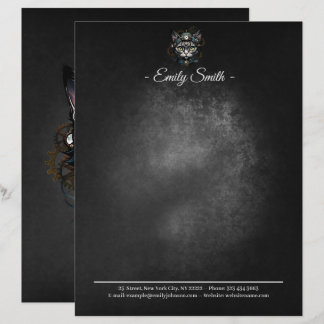Cute steampunk cat with clocks and gears.  custom letterhead