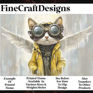 Cute Steampunk Cat With Wings, Rain AX8 Decoupage Tissue Paper