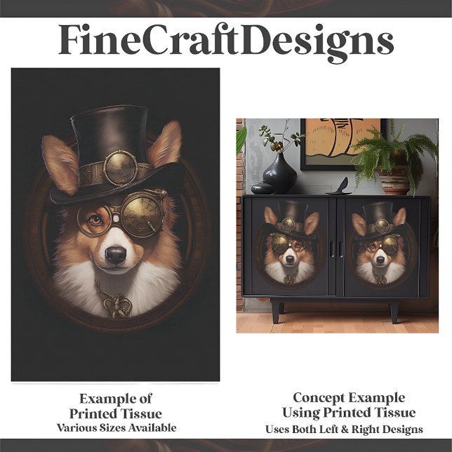 Cute Steampunk Cute Welsh Corgi Dog D5R Decoupage Tissue Paper (Creator Uploaded)