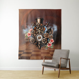 Cute steampunk design tapestry