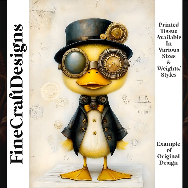Cute Steampunk Duckling In Clothes K8 Decoupage Tissue Paper (Creator Uploaded)