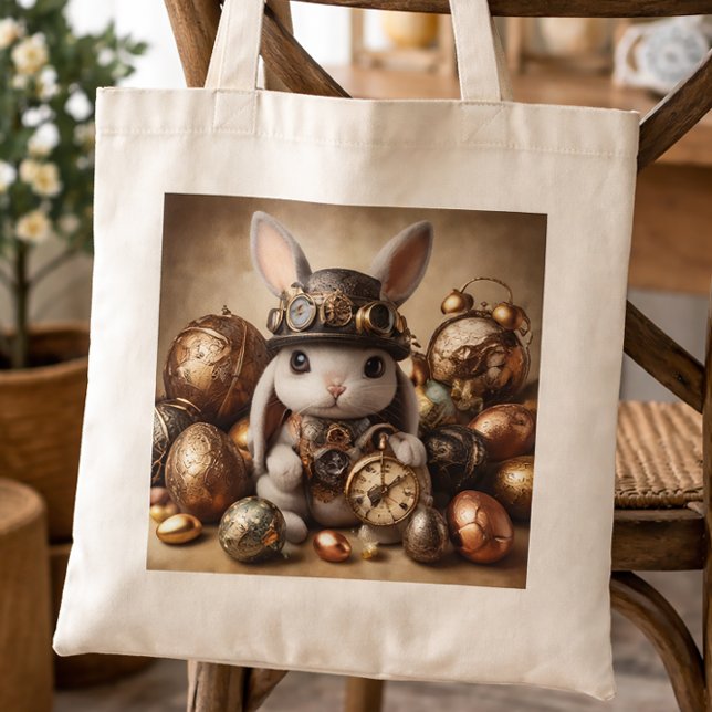 Cute Steampunk Easter bunny Tote Bag (Creator Uploaded)