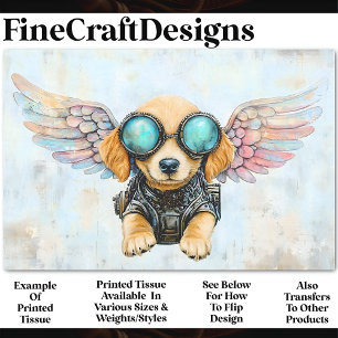 Cute Steampunk Flying Puppy Dog AW3 Decoupage Tissue Paper